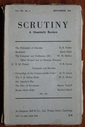 Scrutiny, A Quarterly Review: Vol. VII No 2 September, 1938

